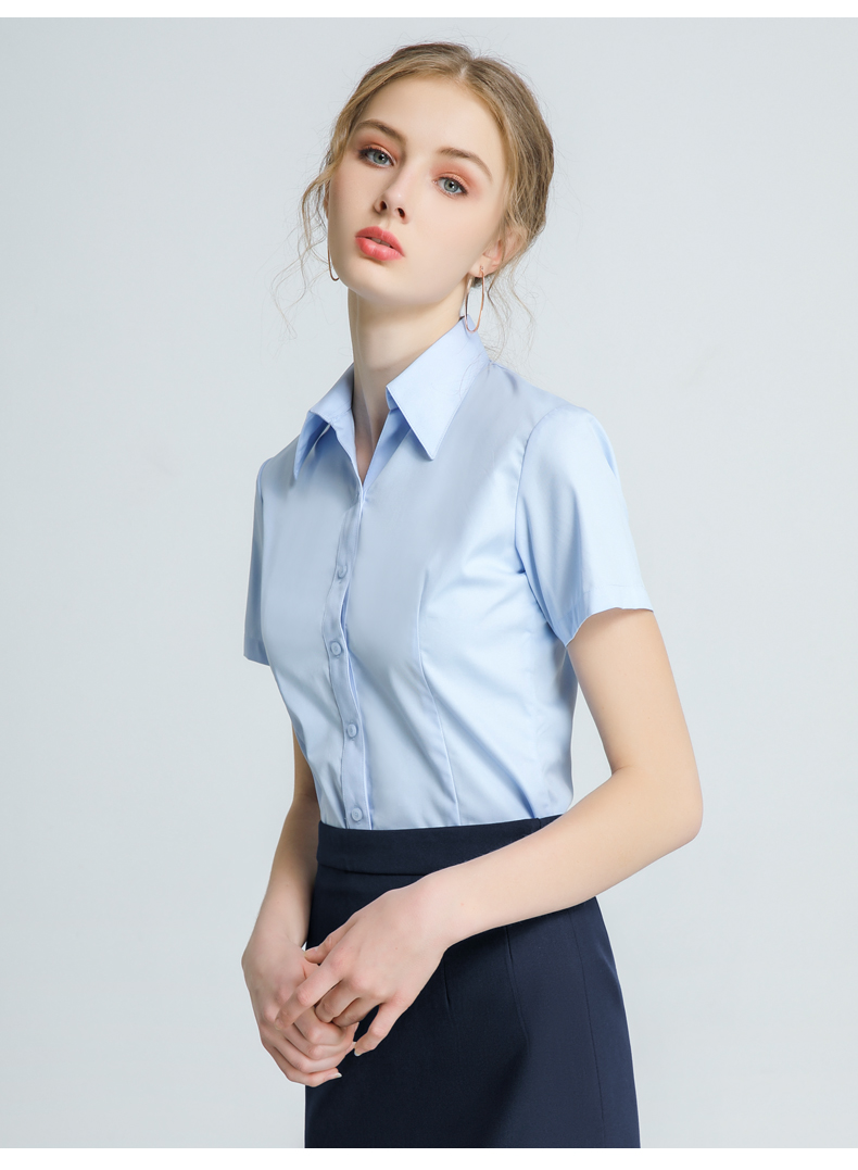 藍色女士襯衫v領(lǐng)